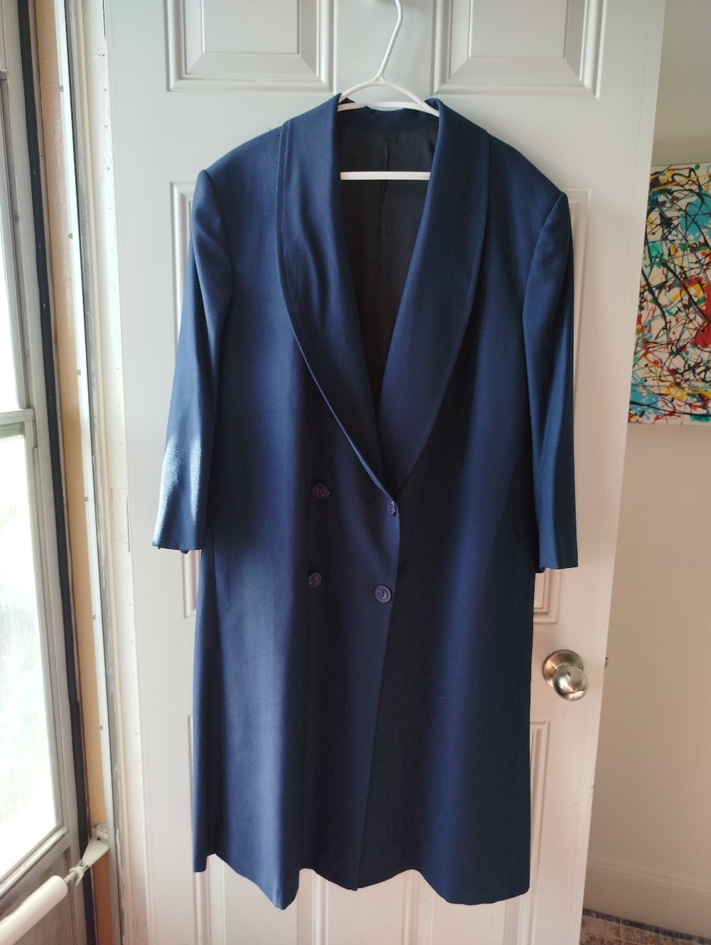 Classic Navy Double-Breasted Women's Coat